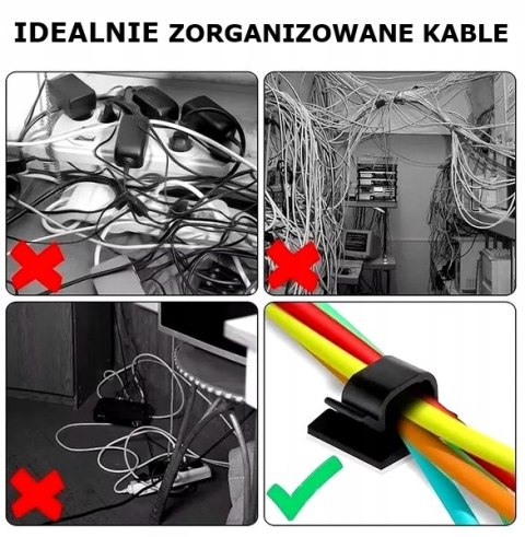 Uniweralne Klipsy Samoprzylepne 50 Szt. Czarne - Organizacja Kabli I Ozdób