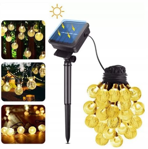 Girlanda Solarna 7M 40 Led Białe Ciepłe Na Altanę, Pergolę, Taras, Balkon