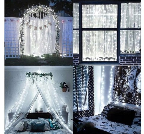 Kurtyna Led 2X2m 200 Diod Zimny Biały Usb + Pilot, 8 Trybów, Ip44, Timer