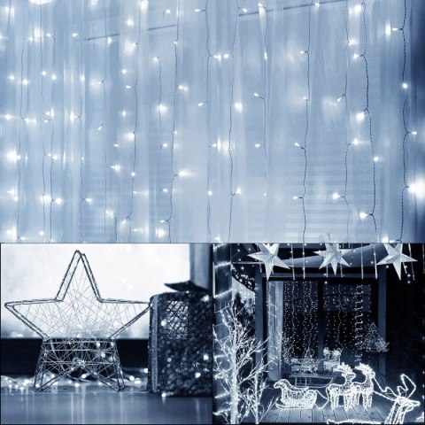 Kurtyna Led 3X3m 300 Led Usb Z Pilotem 8 Trybów - Zimny Biały Springos