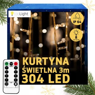 Kurtyna Led 3X3m Z 304 Diodami, 8 Trybów, Ip44, 230V, Z Pilotem Dekoracja
