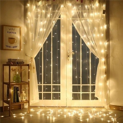 Kurtyna Led 300 Ledowa 3X3m Usb 2700K Biały Ciepły, Pilot Do 10M Sterowania