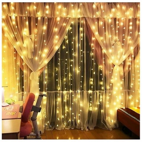 Kurtyna Led 300 Ledowa 3X3m Usb 2700K Biały Ciepły, Pilot Do 10M Sterowania