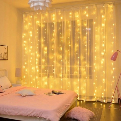 Kurtyna Led 300 Ledowa 3X3m Usb 2700K Biały Ciepły, Pilot Do 10M Sterowania