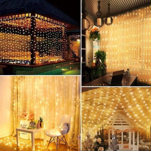 Kurtyna Led 300 Ledowa 3X3m Usb 2700K Biały Ciepły, Pilot Do 10M Sterowania