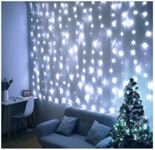 Kurtyna Świąteczna Led 3X3m 300 Micro Lampki Usb, 8 Trybów, Timera, Zimne