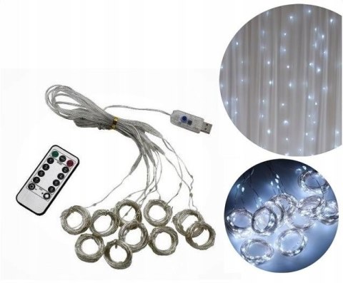 Kurtyna Świąteczna Led 3X3m 300 Micro Lampki Usb, 8 Trybów, Timera, Zimne