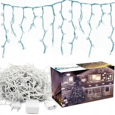Kurtyna Świetlna 300 Led Ip44 Biały Zimny 12M, Do Elewacji Z 8 Trybami