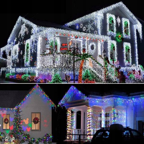 Kurtyna Świetlna 300 Led Ip44 Biały Zimny 12M, Do Elewacji Z 8 Trybami