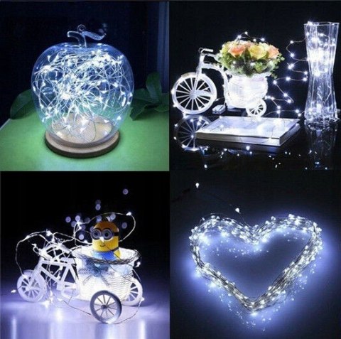 Lampiki Led Na Druciku 50 Led Zimny Biały Do Dekoracji Butelek I Lampionów