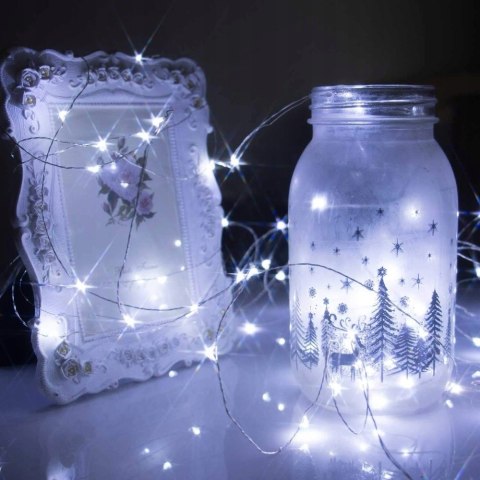 Lampiki Led Na Druciku 50 Led Zimny Biały Do Dekoracji Butelek I Lampionów