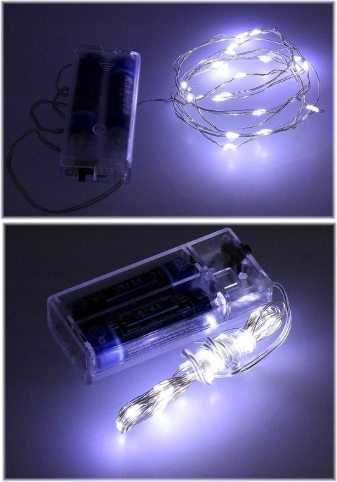 Lampiki Led Na Druciku 50 Led Zimny Biały Do Dekoracji Butelek I Lampionów