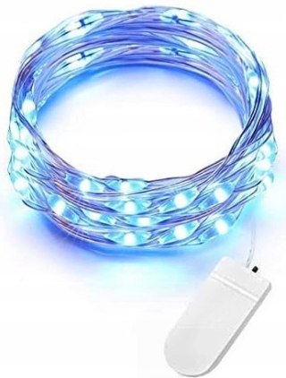 Lampiki Led Niebieskie 30 Diod Na Drutyku 280Cm, Bateryjne Cr2032 24H.