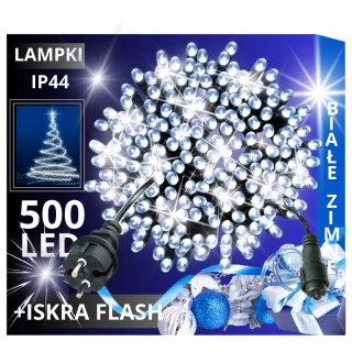 Lampki Choinkowe 500 Led Zewnętrzne - Białe Zimne Stałe Oraz Flash Ip44