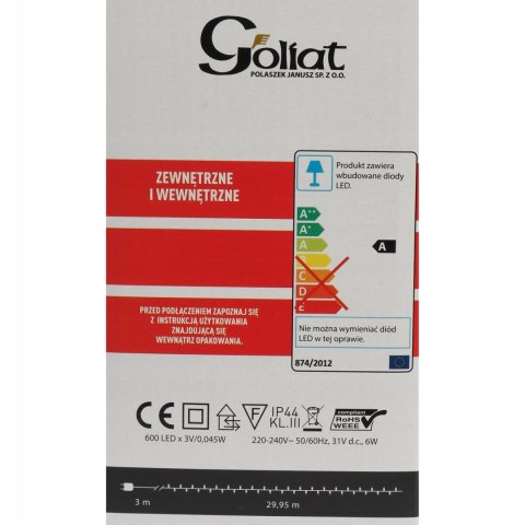 Lampki Choinkowe 600 Led Zewnętrzne Multikolor 30 M Ip44 Zasilanie Sieciowe