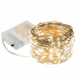 Lampki Choinkowe Led 10M - 100 Diod, Na Bateryjne Drucik Metalowy 3000K