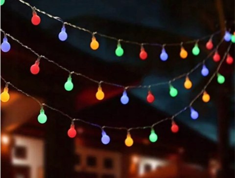 Lampki Choinkowe Led 50 Kulek Na Baterie Z Pilotem 8 Trybów, Wodoodporne