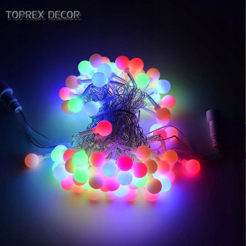 Lampki Choinkowe Led 50 Kulek Na Baterie Z Pilotem 8 Trybów, Wodoodporne