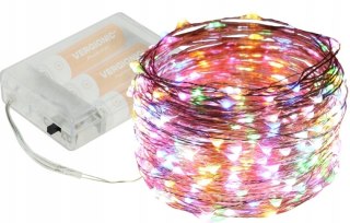 Lampki Choinkowe Led Drucik 10M Rgb Na Baterie - 100 Diod, Dekoracyjne