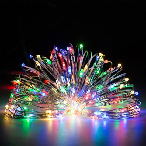 Lampki Choinkowe Led Drucik 10M Rgb Na Baterie - 100 Diod, Dekoracyjne