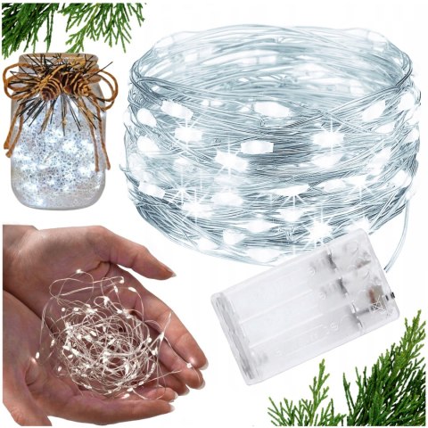 Lampki Led 100 Led Na Druciku Zimny Biały 10M Do Dekoracji Wnętrz I Imprez
