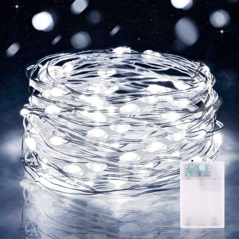Lampki Led Drucik 10M 100 Led Na Baterie - 4 Szt Zimny Biały Dekoracyjny