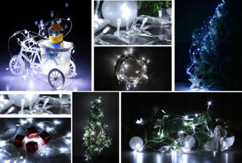 Lampki Led Na Drucie 100 Led 10M Dekoracja Wnętrza Na 3Xaa Zimny Biały