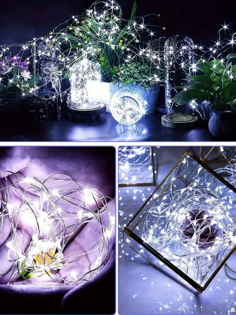 Lampki Led Na Drucik 10M 100 Led Na Baterie Zimny Biały - Dekoracja - Eco