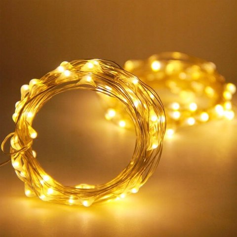 Lampki Led Na Druciku 20 Led Ciepły Biały, Na Baterie, Do Dekoracji Diy