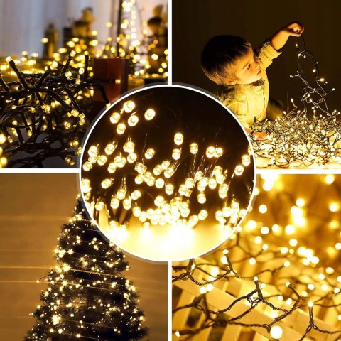 Lampki Świąteczne 100 Led Ciepły Biały 7M 230V 8 Trybów Do Choinki I Ogrodu