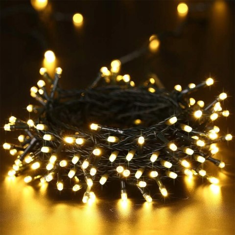 Lampki Świąteczne 100 Led Ciepły Biały 7M 230V 8 Trybów Do Choinki I Ogrodu