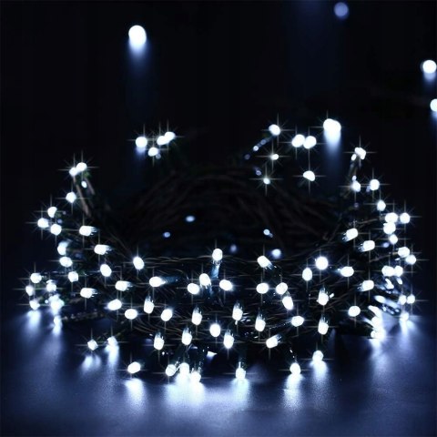 Lampki Świąteczne 300 Led 21M Zimne Białe Wewnętrzne 230V 3W 8-Funkcyjny