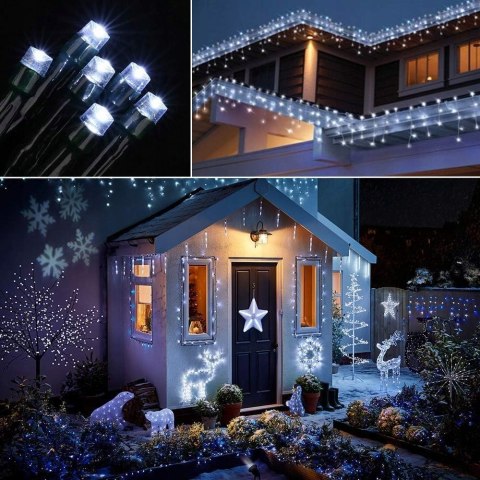 Lampki Świąteczne 300 Led 21M Zimne Białe Wewnętrzne 230V 3W 8-Funkcyjny