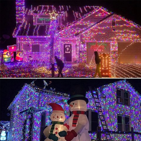 Mocne Lampki Choinkowe 500 Led Multikolor Ip44 8 Trybów 32,7M + Łącznik