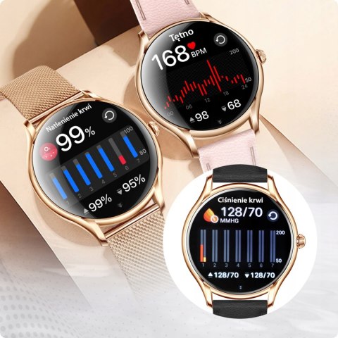 Damski Smartwatch 4 Wym. Paski, Amoled, Polskie Menu, Rozmowy, 7D Bateria