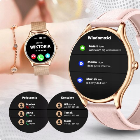 Damski Smartwatch 4 Wym. Paski, Amoled, Polskie Menu, Rozmowy, 7D Bateria