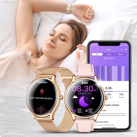 Damski Smartwatch 4 Wymienne Paski Amoled Polskie Menu Rozmowy 7D Bateria