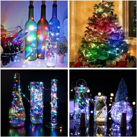 Lampeczki Led Rgb 2M Multikolor, Elastyczny Drutik Na Stoł, 2Xaa, Dekoracja