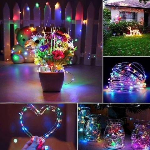 Lampeczki Led Rgb 2M Multikolor, Elastyczny Drutik Na Stoł, 2Xaa, Dekoracja