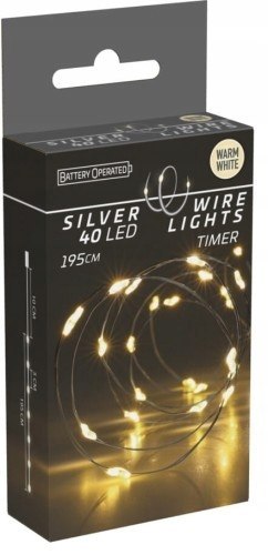 Lampki Choinkowe Led 195Cm Na Baterie, Timer 6H, Elastyczny Drutik