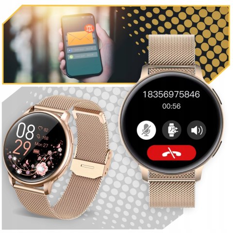 Smartwatch Damski 1,39 Cal Ip68, 4 Paski, Polskie Menu, Powiadomienia