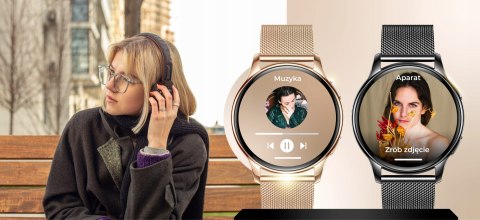 Smartwatch Damski: Menu, Rozmowy, Powiadomienia, Sport, 4 Wymienne Paski