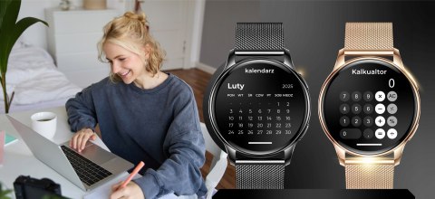 Smartwatch Damski Polskie Menu Rozmowy Powiadomienia 4 Wymienne Paski Sport