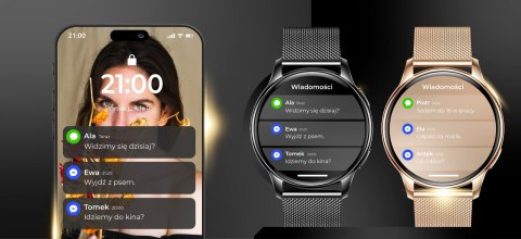 Smartwatch Damski Polskie Menu Rozmowy Powiadomienia 4 Wymienne Paski Sport