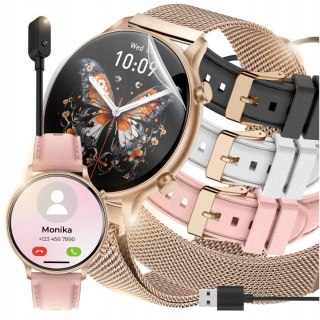 Smartwatch Damski Polskie Menu Rozmowy Powiadomienia Sport 4 Paski Amoled