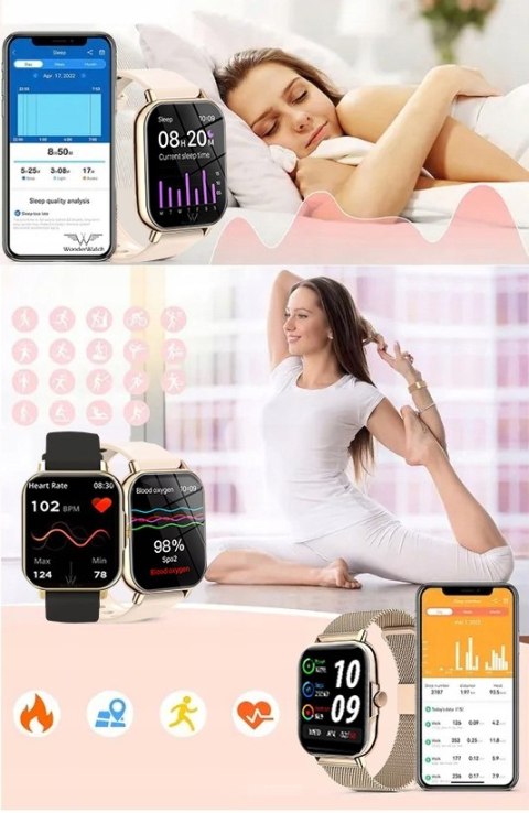 Smartwatch Damski Sx3 Polskie Menu Rozmowy Powiadomienia Puls Sport 300Mah