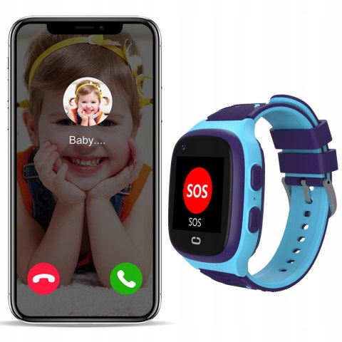 Smartwatch Dla Dzieci 4G Gps, Sim, Telefon, Wideo, Geo, Sms, Ip67 Niebieski