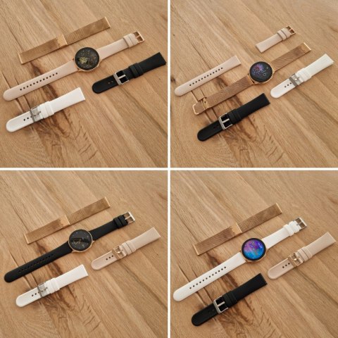 Damski Smartwatch Różowe Złoto 4 Wymienne Paski, Polskie Menu Monitor Cykli