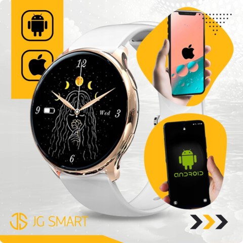 Damski Smartwatch Różowe Złoto 4 Wymienne Paski, Polskie Menu Monitor Cykli