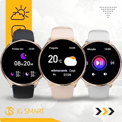 Damski Smartwatch Różowe Złoto 4 Wymienne Paski, Polskie Menu Monitor Cykli